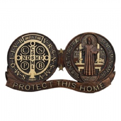 St. Benedicts Exorcism Medal Christian Wall Plaque